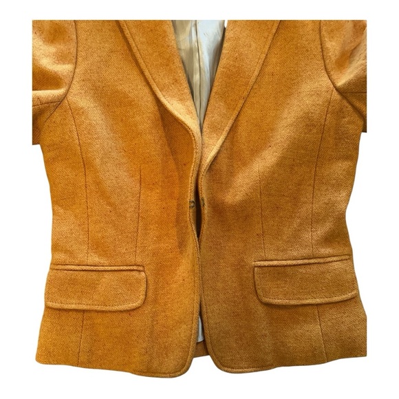 J. Crew Donegal Tweed Ecole Wool Cropped Blazer Size 8 Pumpkin Yellow Marigold - Picture 9 of 13
